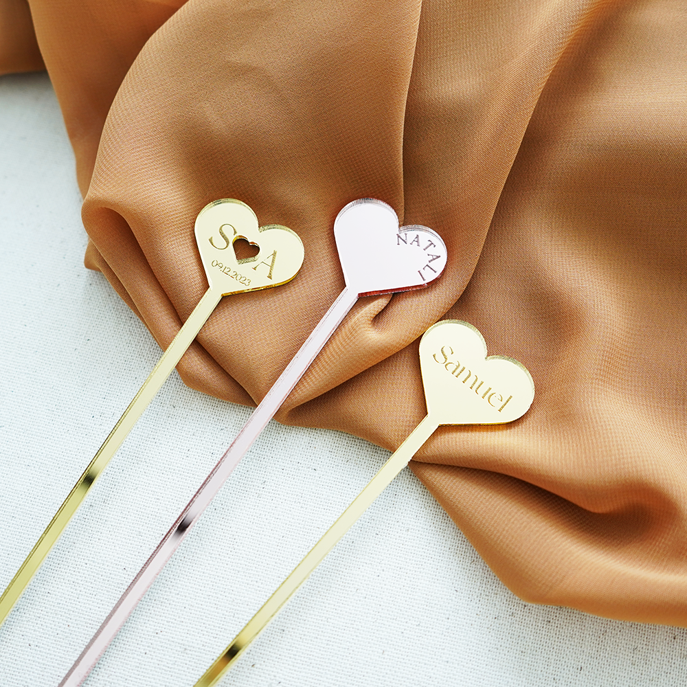 6'' Custom Heart Drink Stirrers