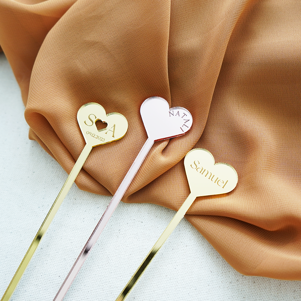 6'' Custom Heart Drink Stirrers