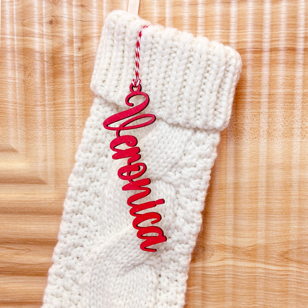 Custom Green Wooden Stocking Name