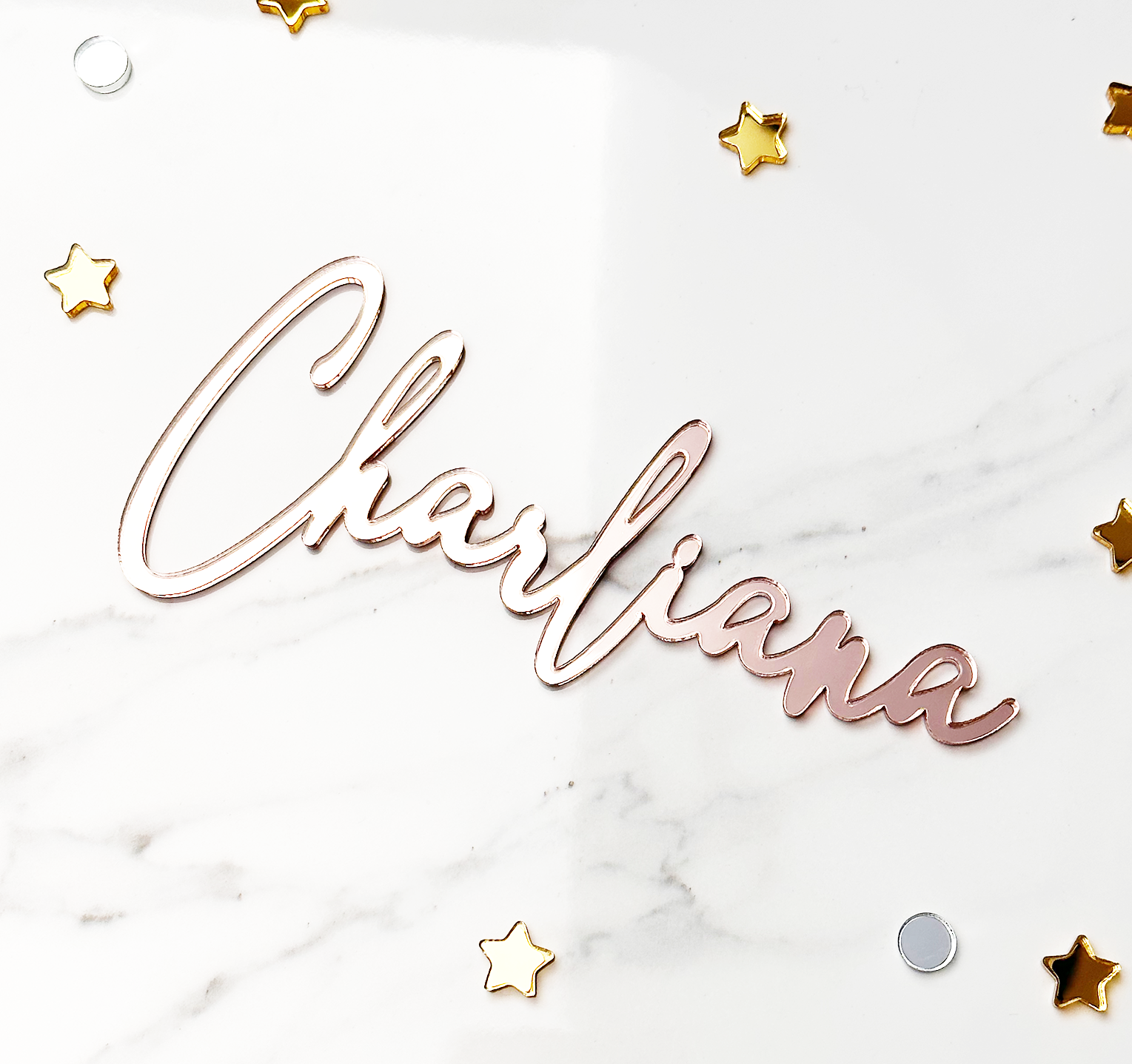 Custom Acrylic Cake Name Rose Gold