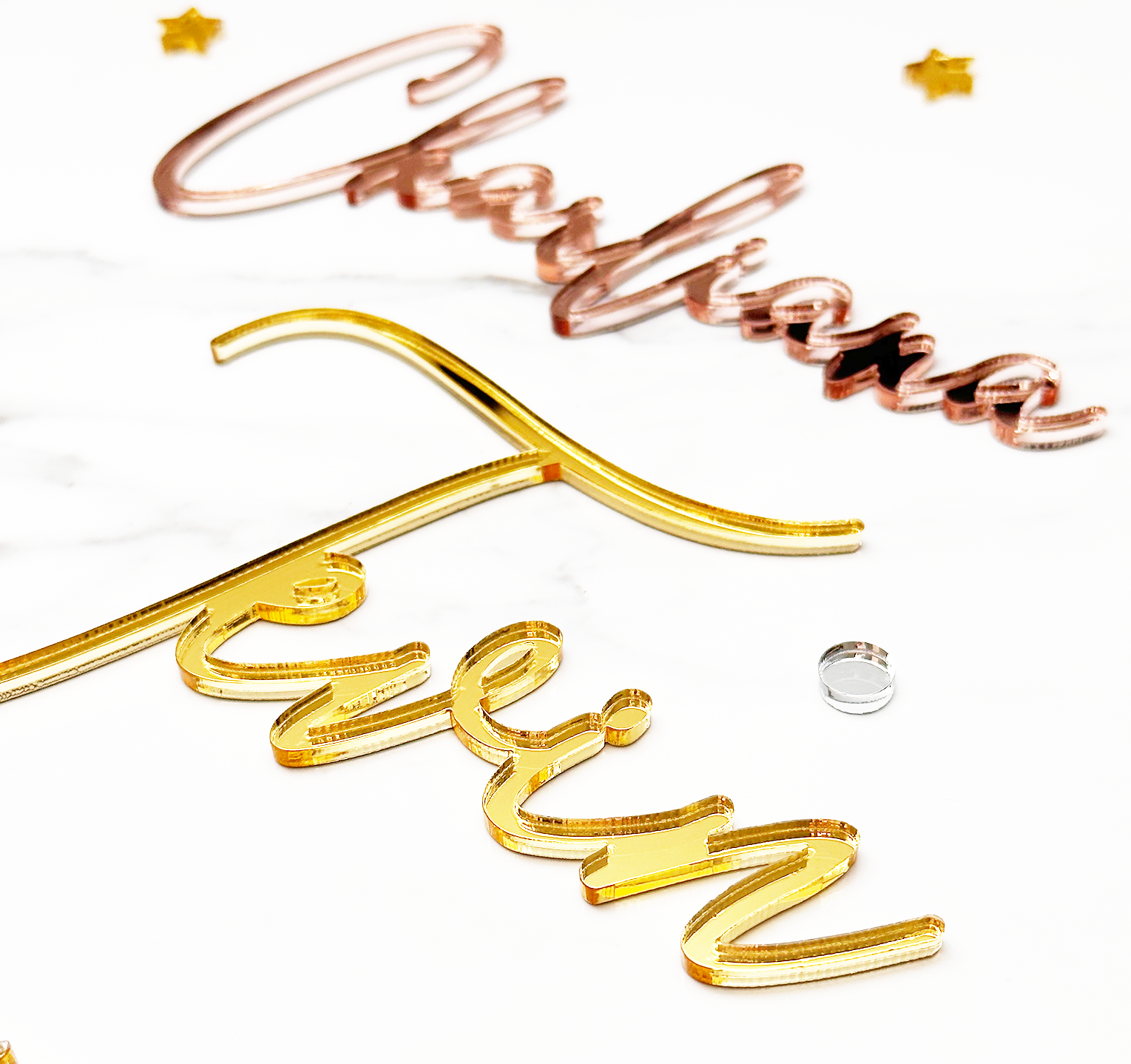 Custom Gold Acrylic Cake Name